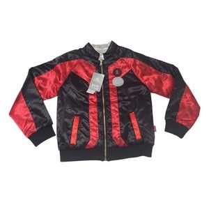 Disney Marvel Black Widow Reversible Jacket Youth 7/8 Black Red Silver Pocket